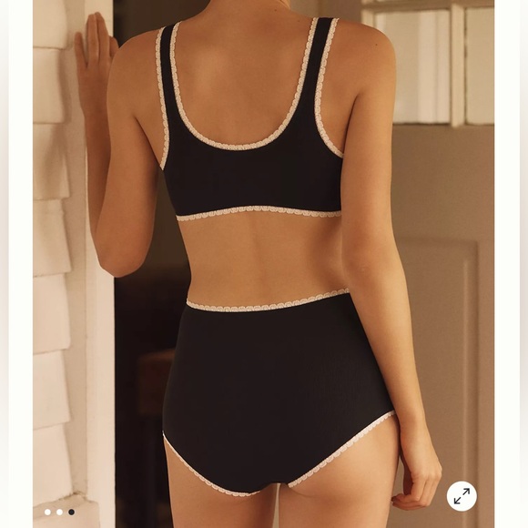 Anthropologie Set Lace-Trim Scoop-Neck Bra & Lace-Trim High-Waisted Briefs S NWT - Picture 3 of 13